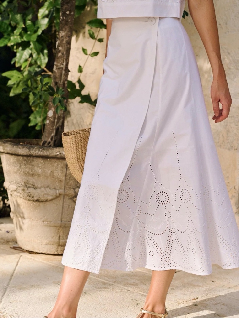 Julia Amory White Cotton Park Ave Skirt